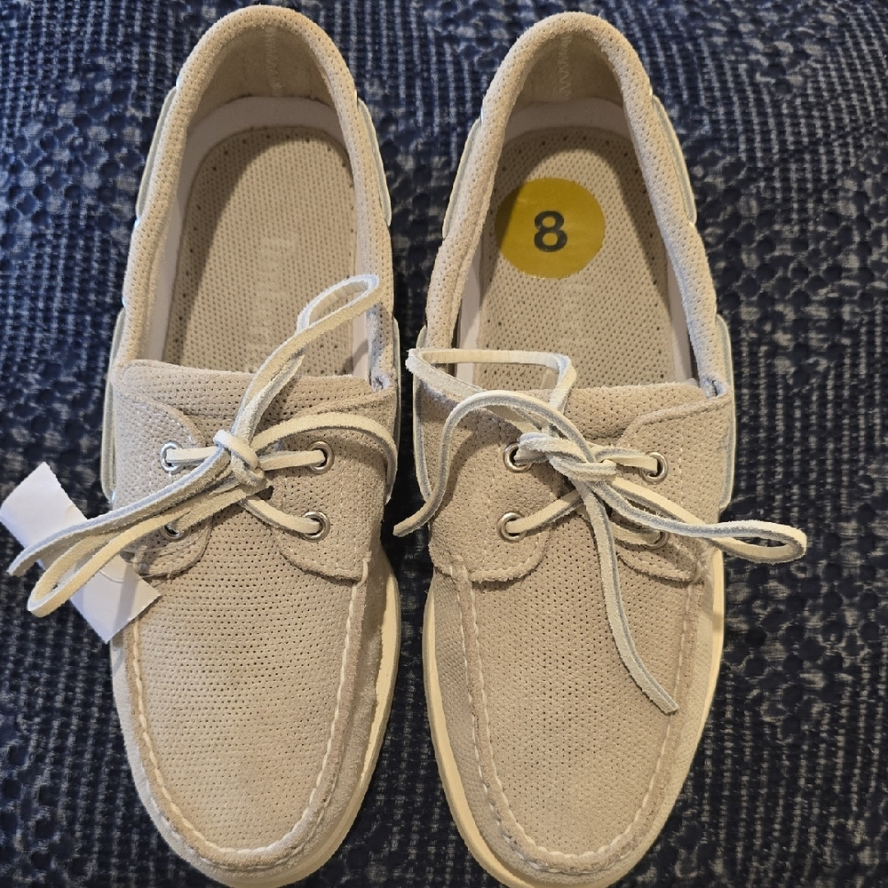 Men's Casual Boat Suede Shoes in Beige Sz 8